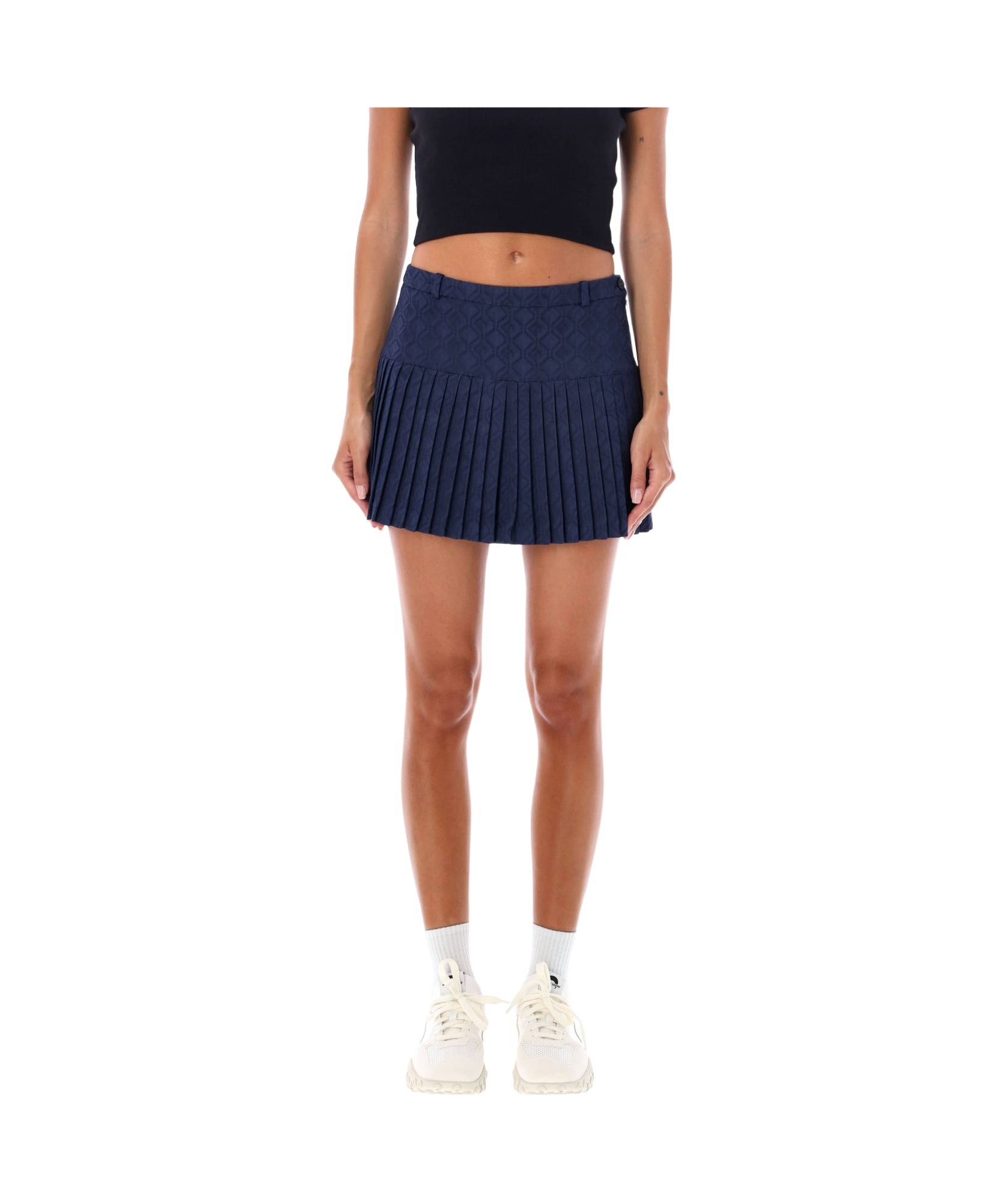 Marine Serre Pleated Mini Skirt Textured Fabric In Multicolor