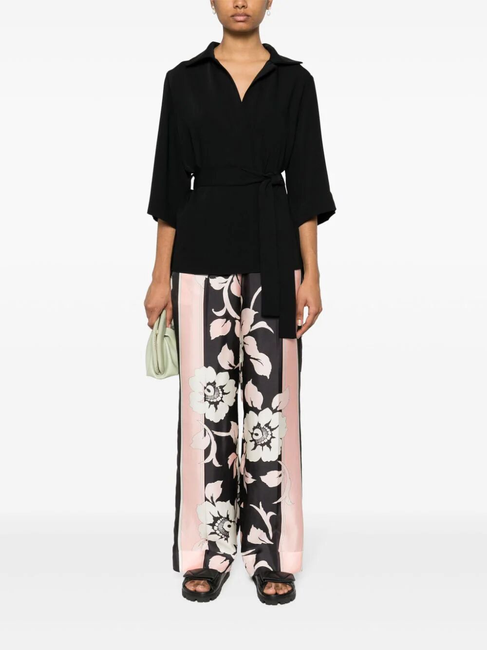 P.a.r.o.s.h Tied-waist Cady Blouse In Black