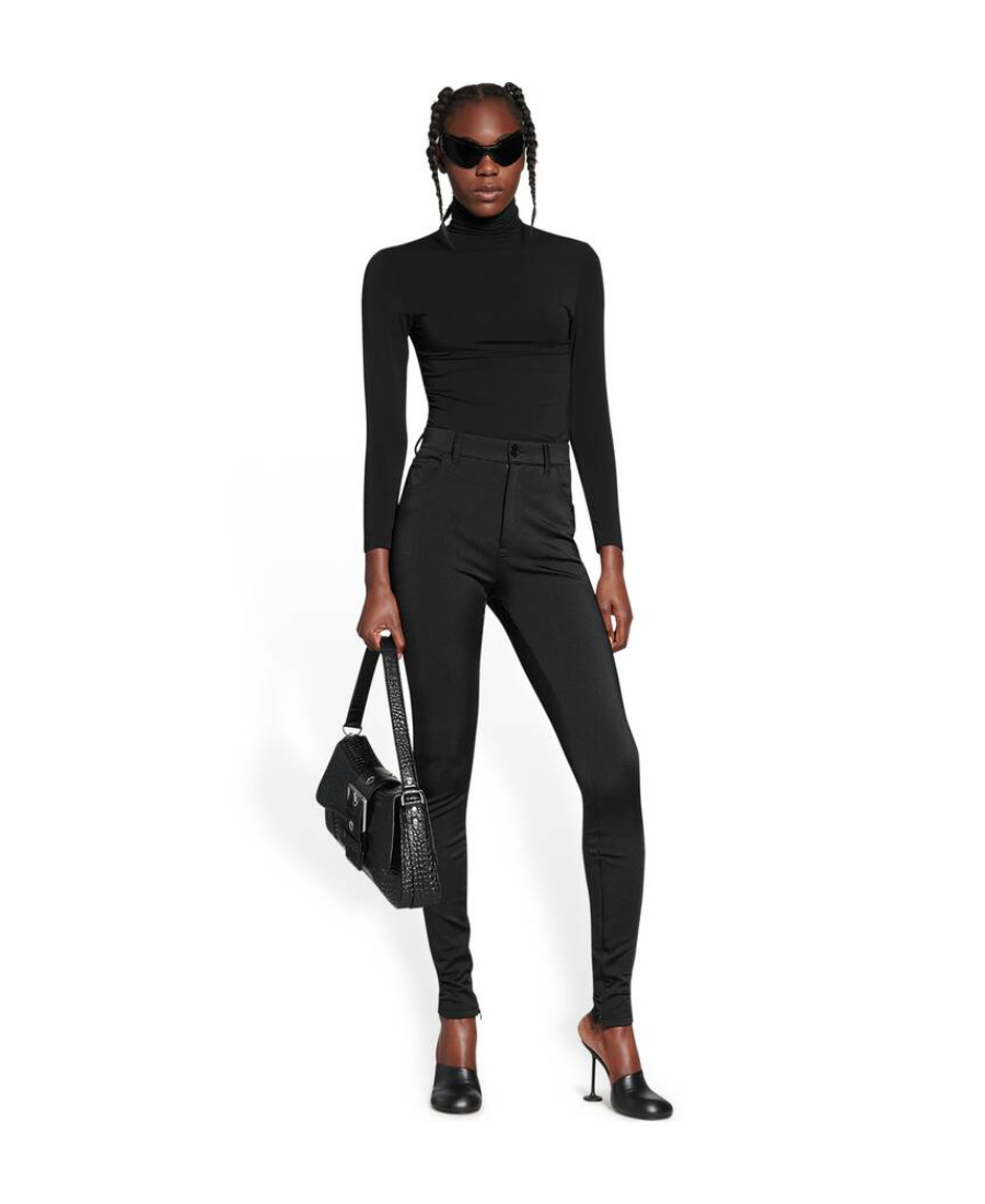 Balenciaga Skinny-leg Zip-hem Legging Pants In Black