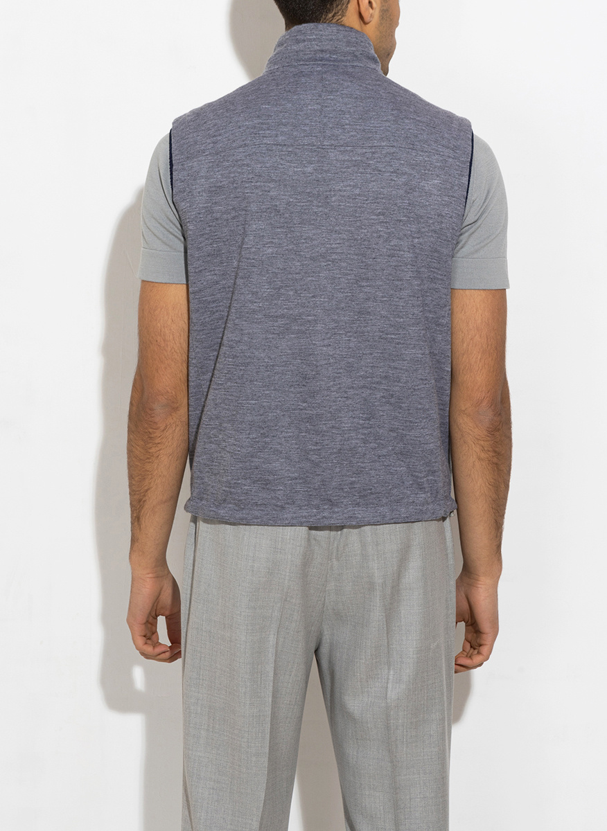 Zegna Reversible Zip-up Vest In Blue