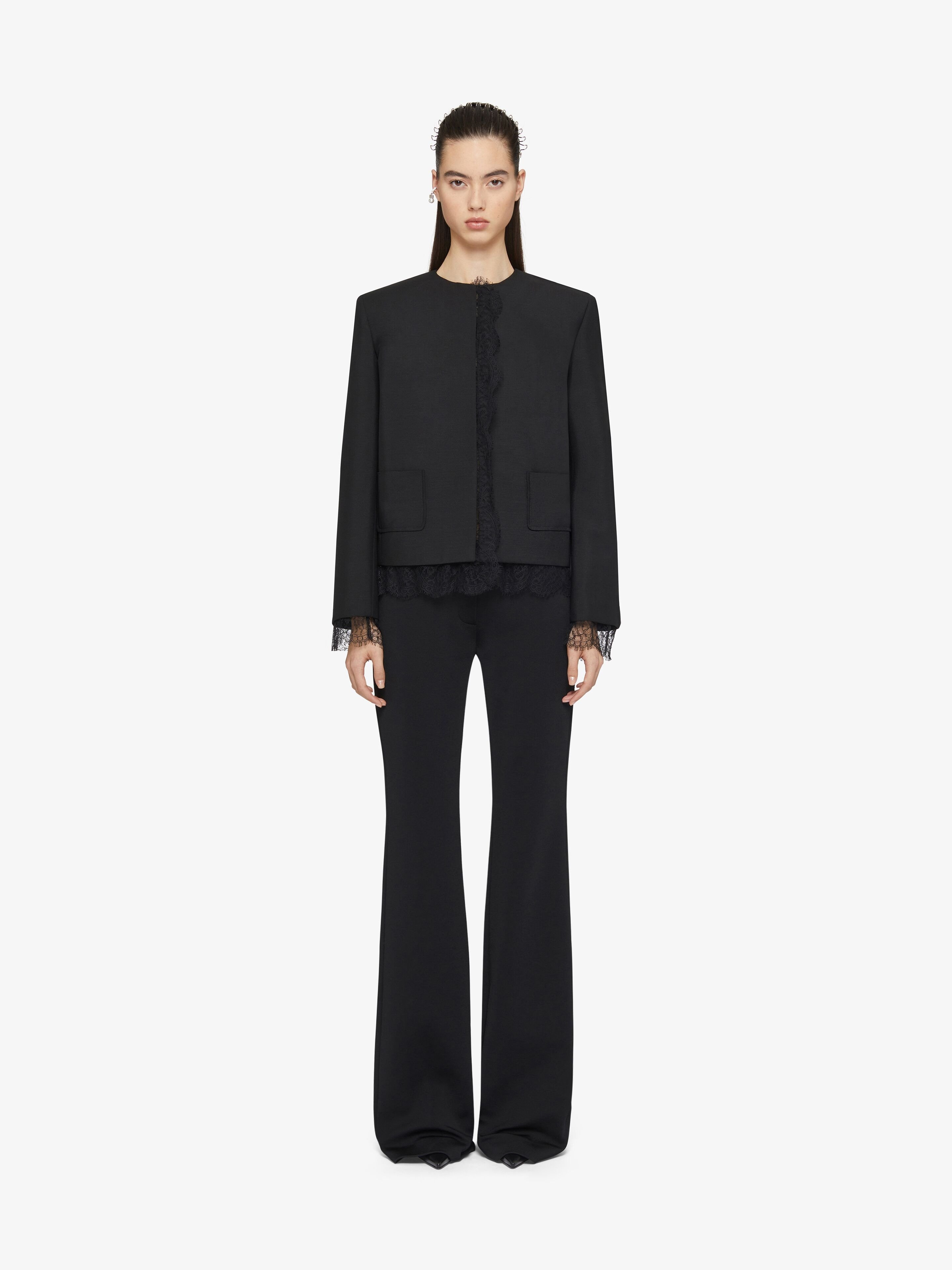 Givenchy Round-neck Wool Coat In Black