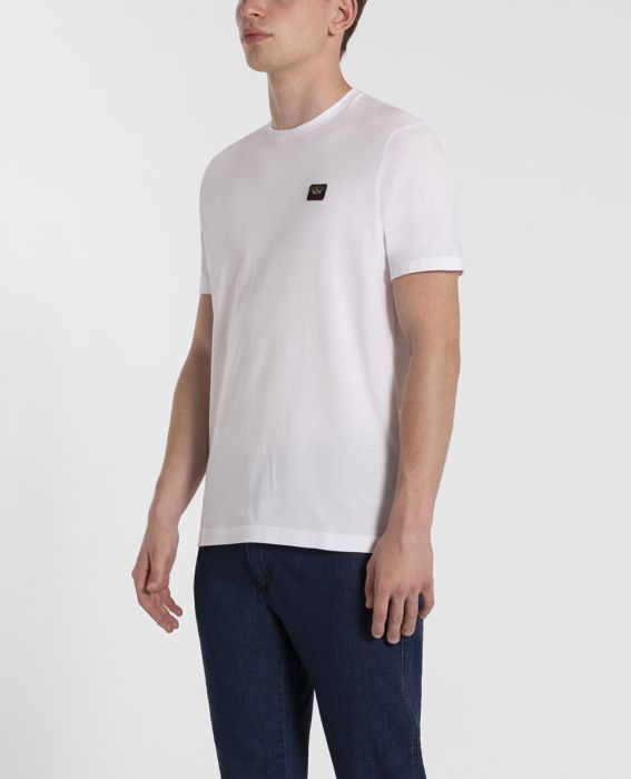 Shop Paul & Shark Logo-patch Cotton T-shirt In White