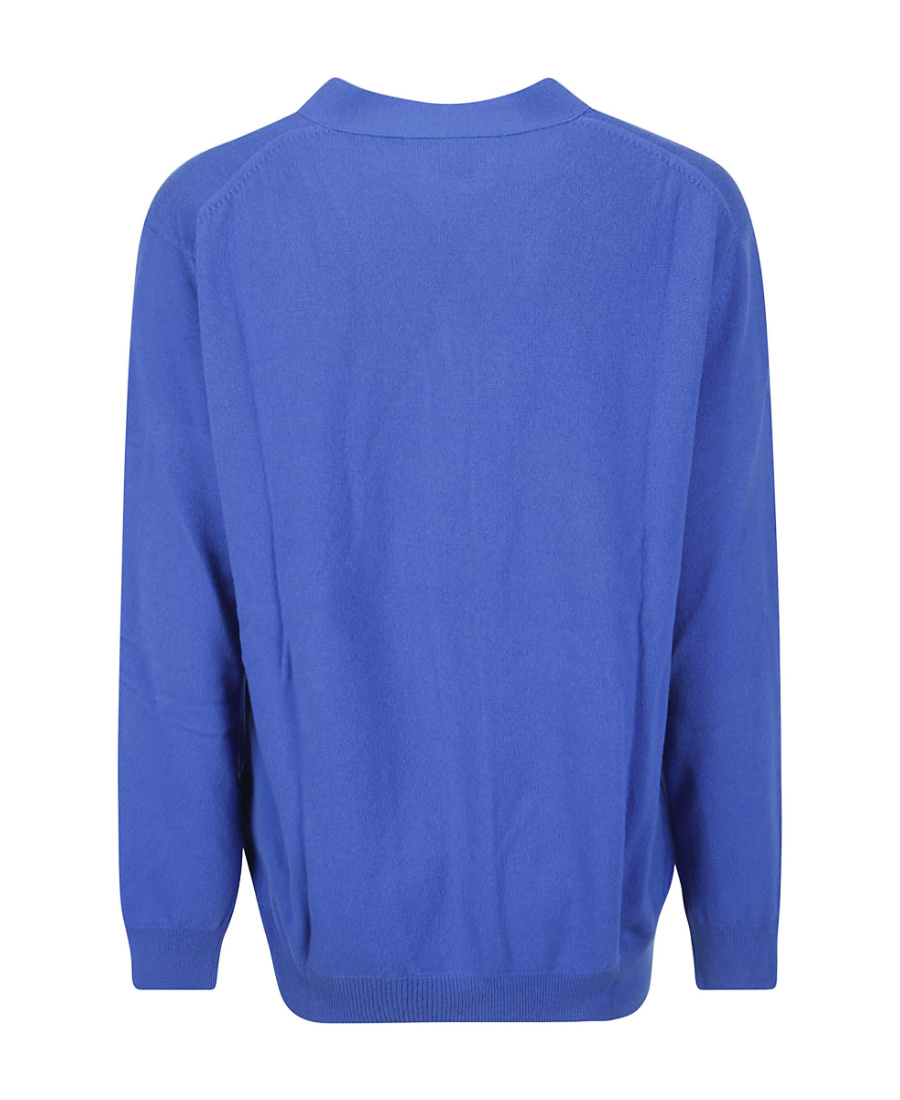 Comme Des Garçons Long-sleeved Knitted Cardigan In Blue