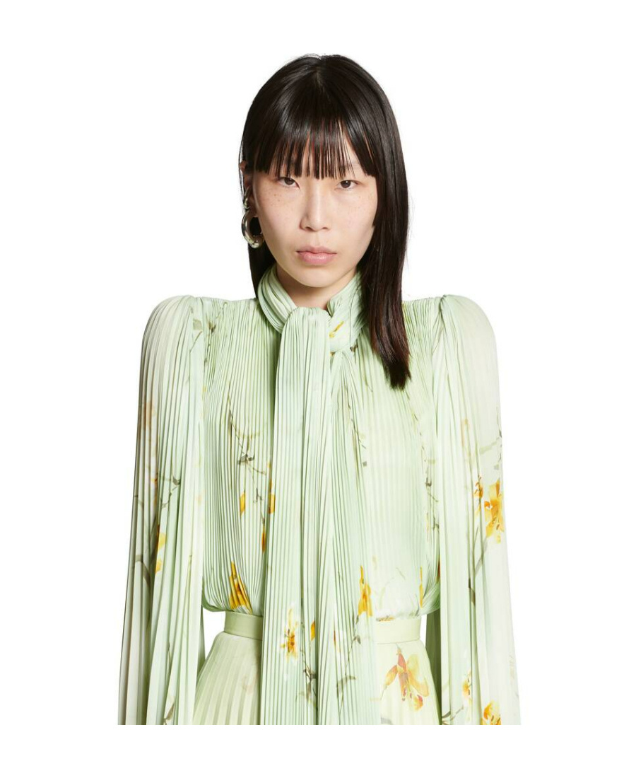 Balenciaga Cloak-inspired Floral Print Blouse In White