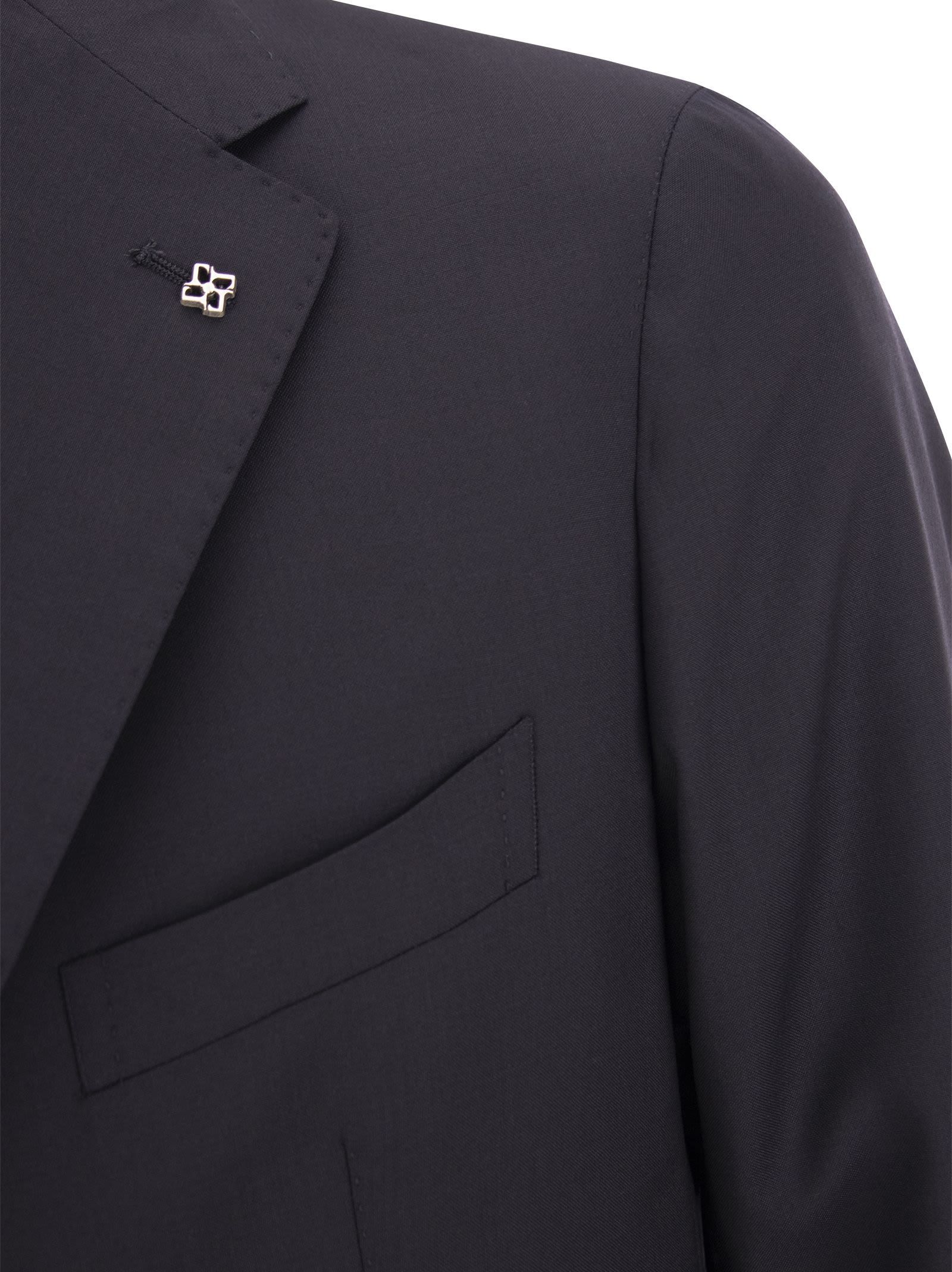 Tagliatore Blue Virgin Wool Tuxedo Suit In Black