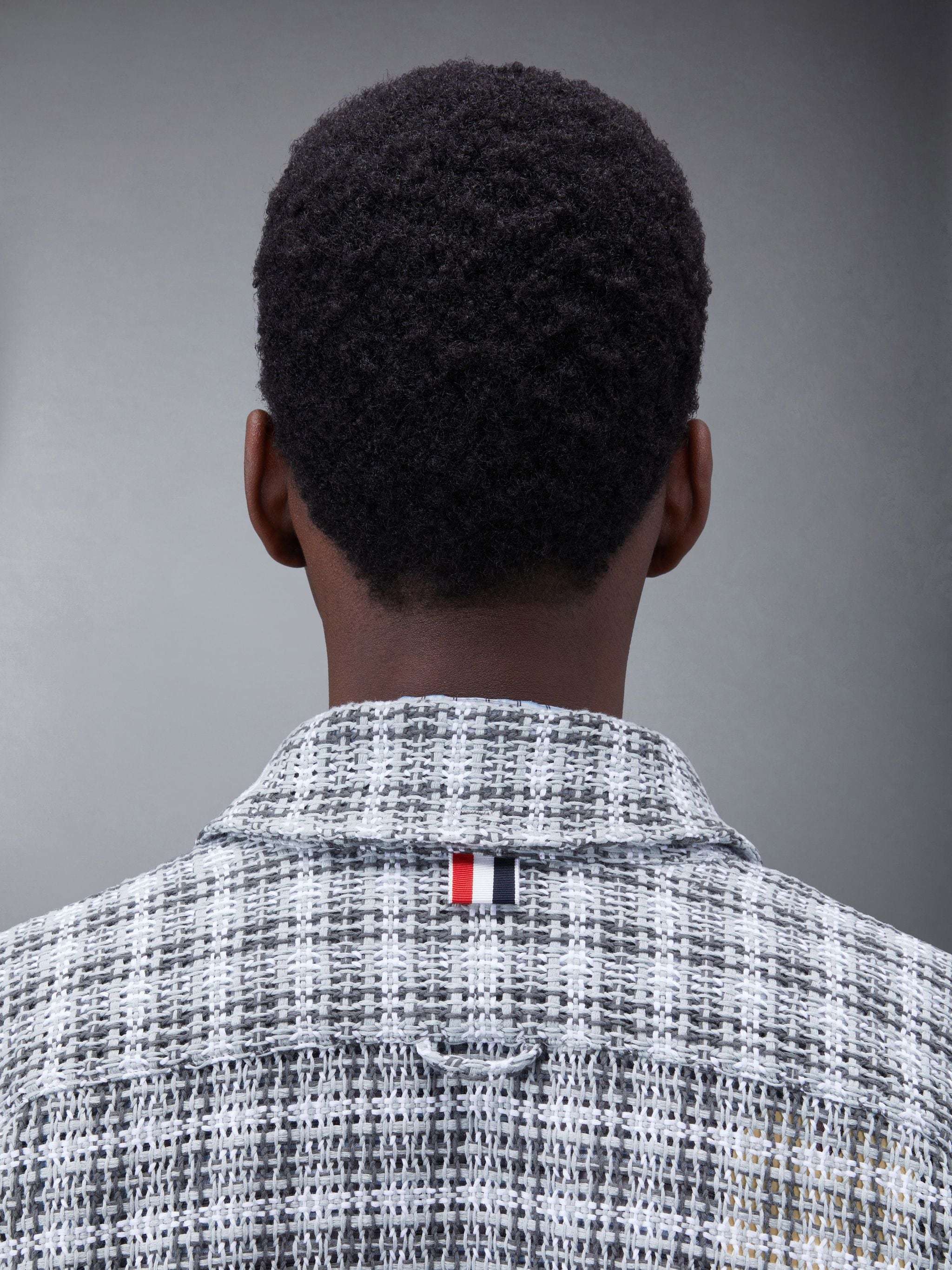 Thom Browne Plaid Crochet Shirt In Blue