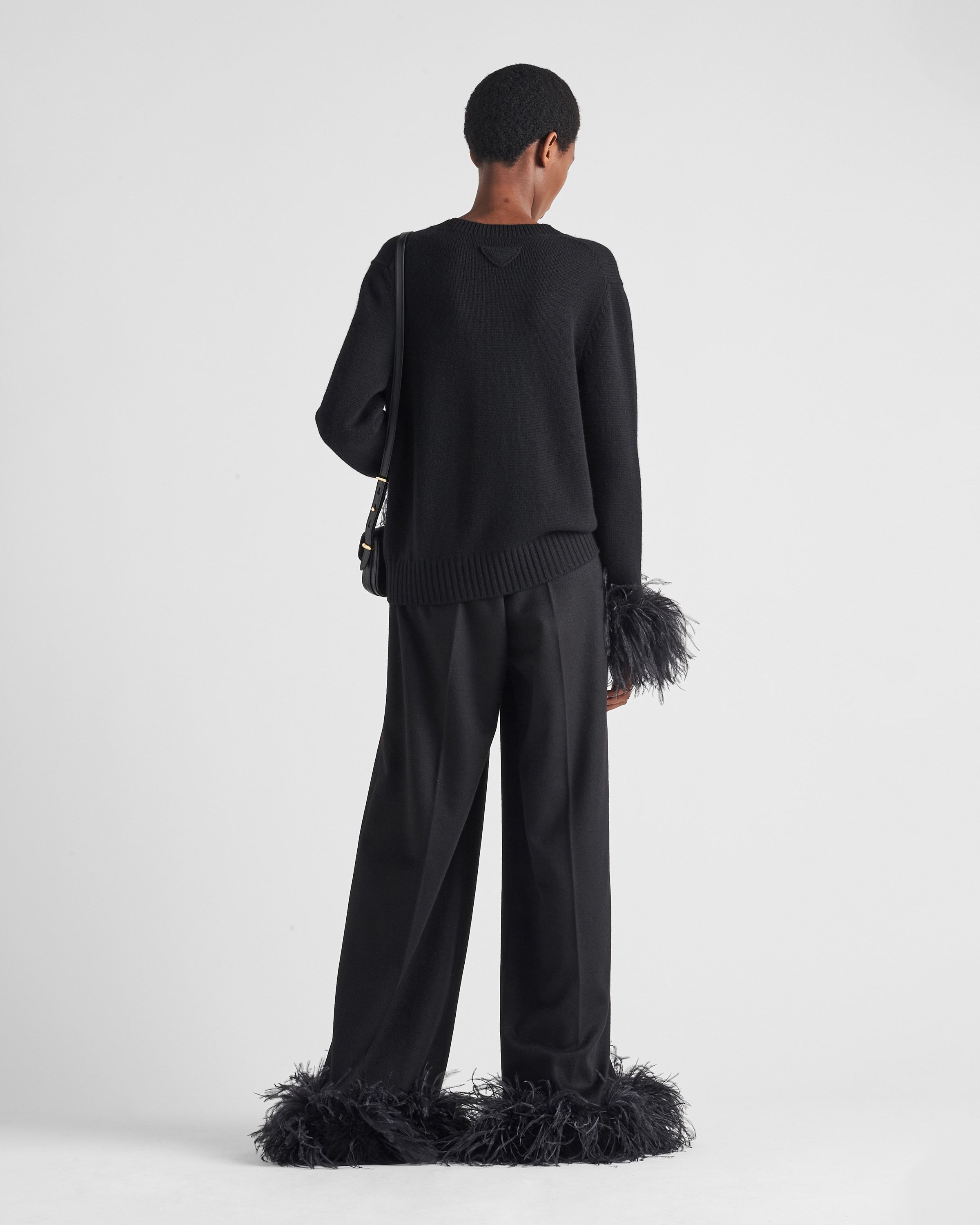 Prada Jogginghose Aus Baumwollfleece Mit Federbesatz In Black