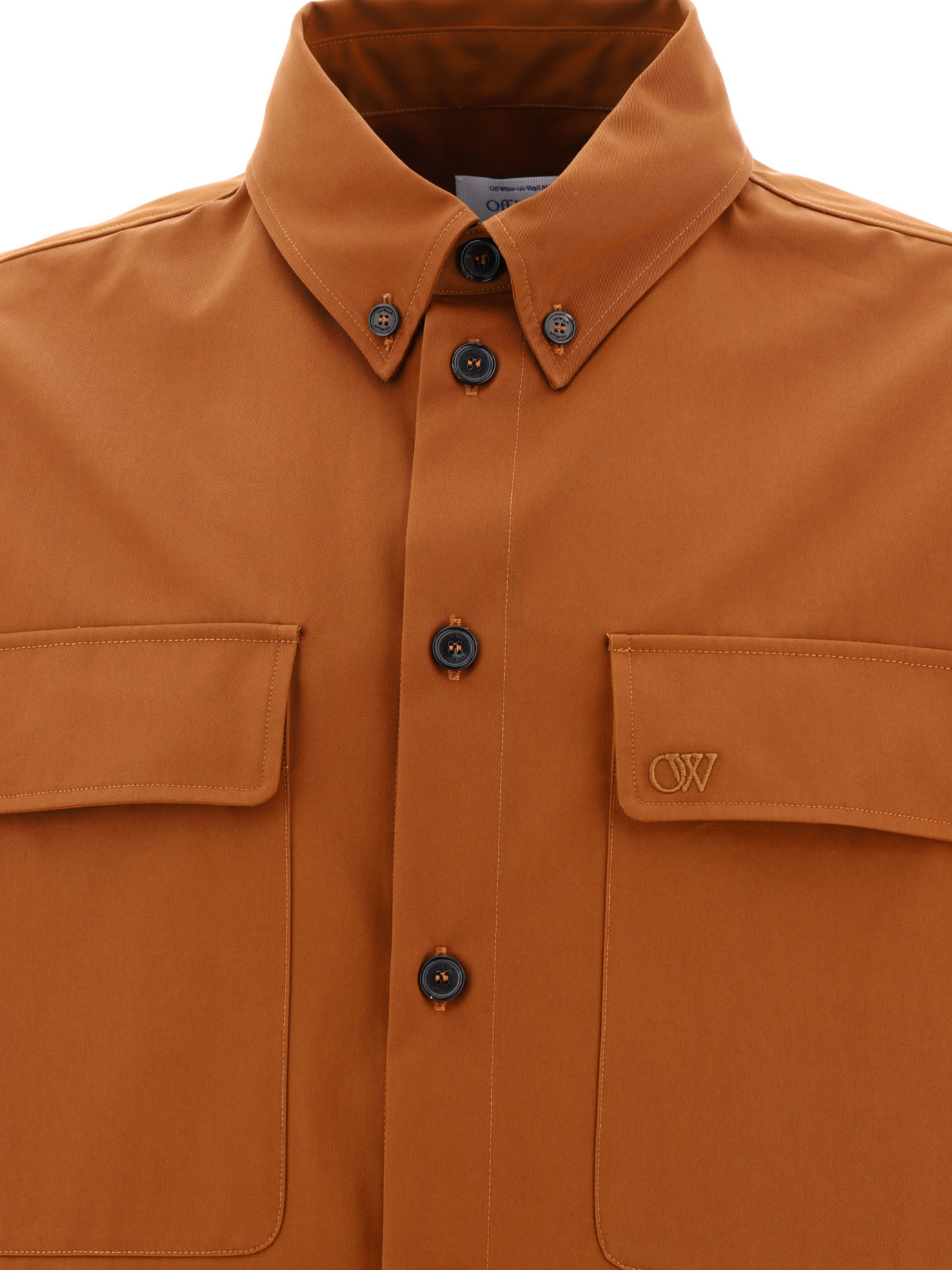 Off-white Ow Emb Cotgab Milit Shirt In Brown