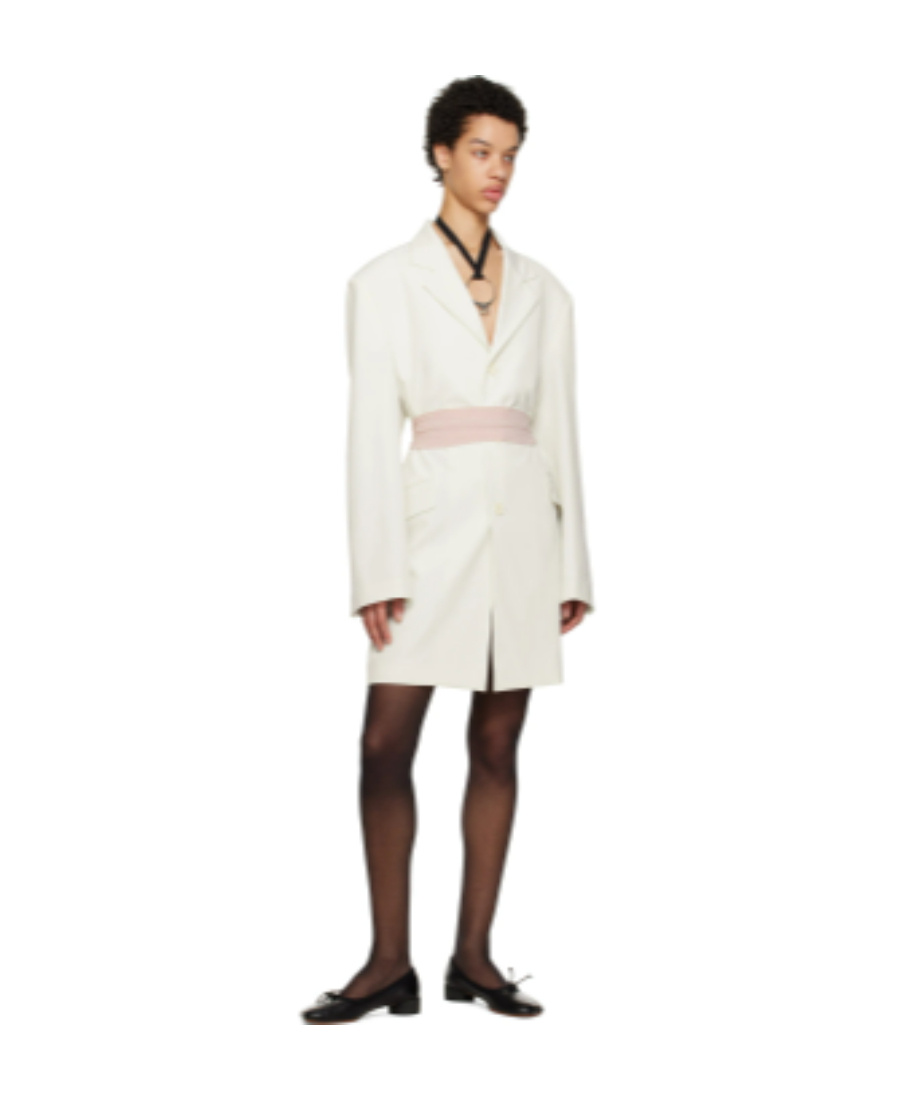 Mm6 Maison Margiela Twill Button Coat In White