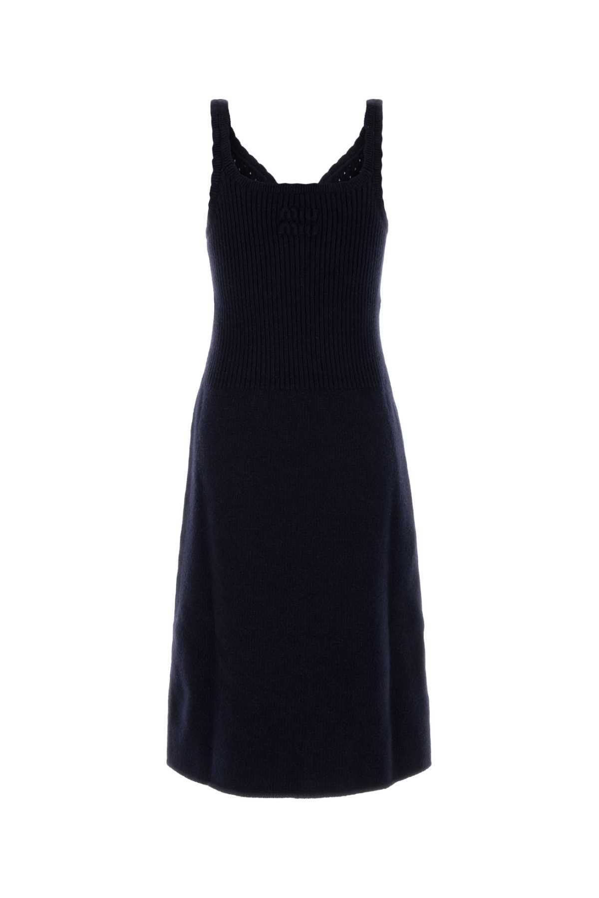 Miu Miu Sleeveless V-neck Fitted Mini Dress In Blue