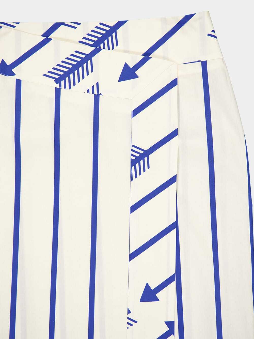 Johanna Ortiz Mar De Cortes Midi Skirt Arrow Stripes Blue In White