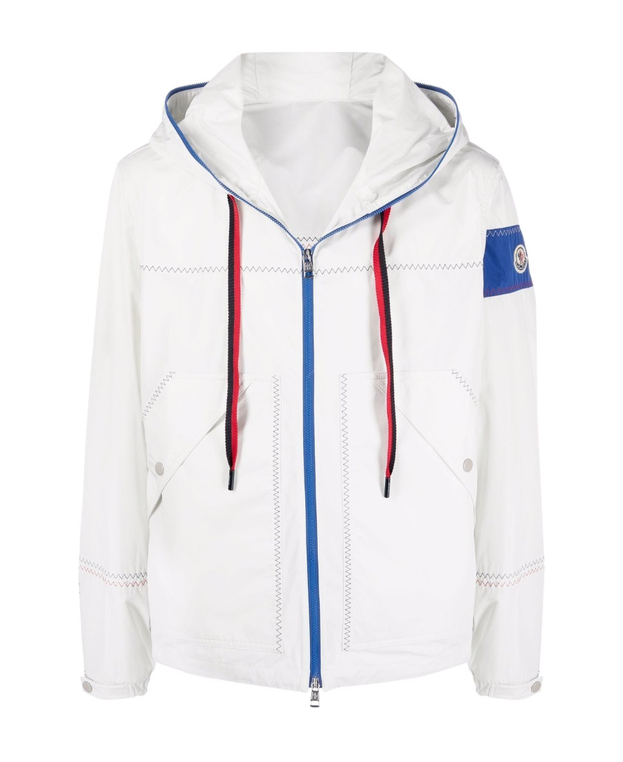 Moncler Logo-patch Hooded Jacket In Gray