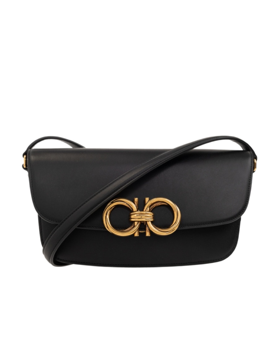 Ferragamo Salvatore Trapezio Logo Plaque Small Crossbody Bag In Black