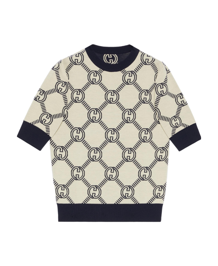 Gucci Reversible Gg Wool Jacquard Top In Black