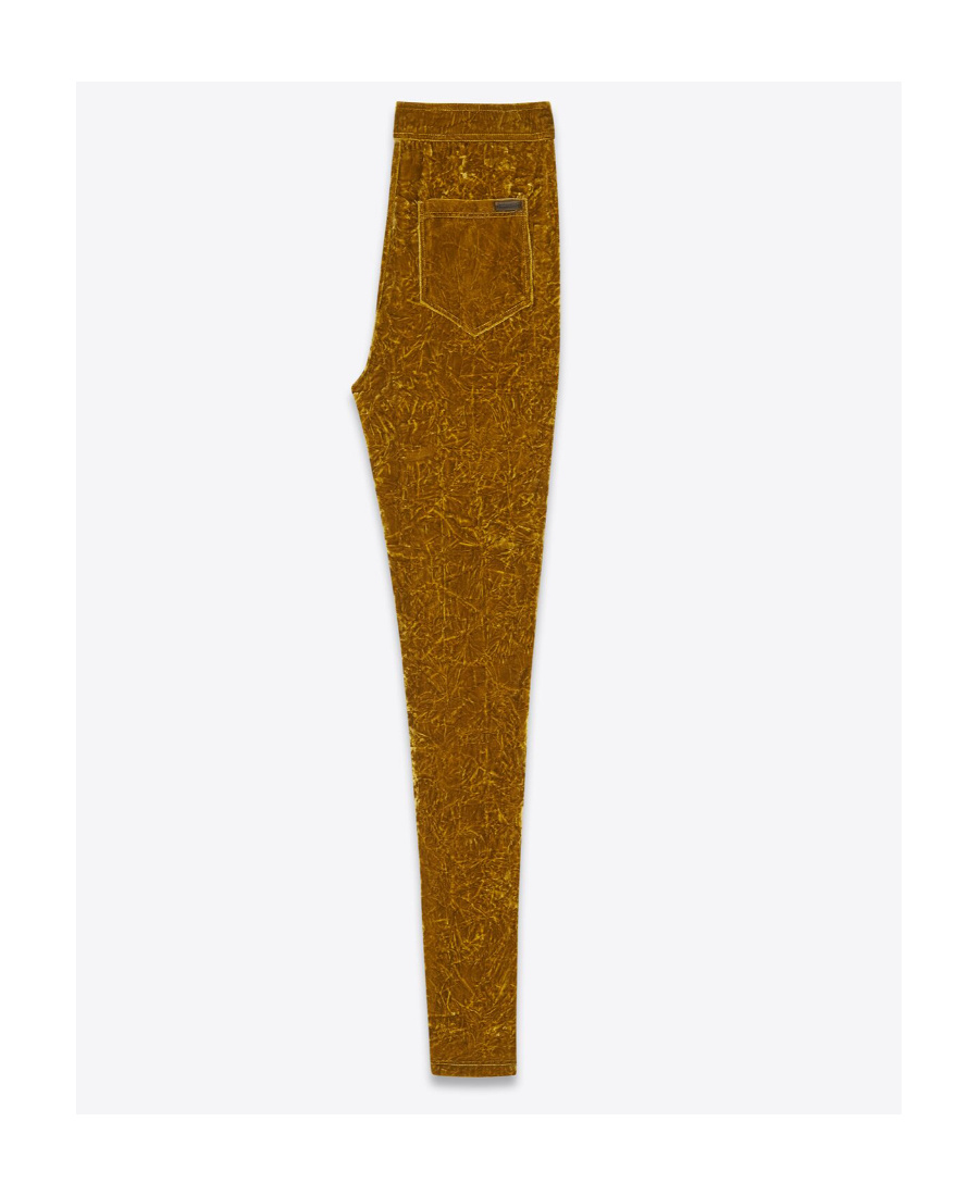 Saint Laurent Velvet Straight Leg Trousers In Brown