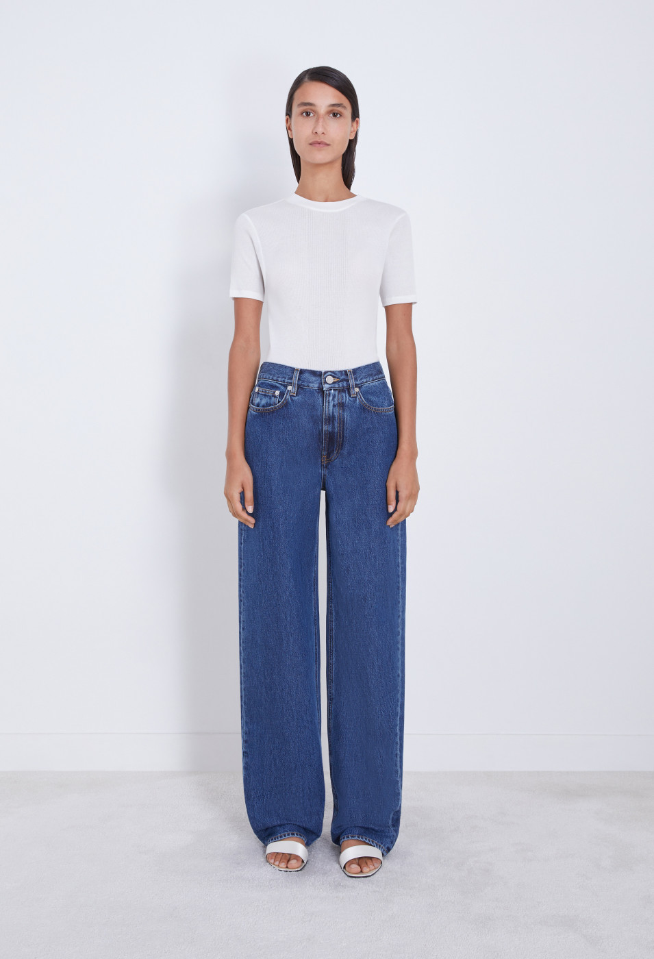 Loulou Studio Belt Ring Denim Trousers In Blue