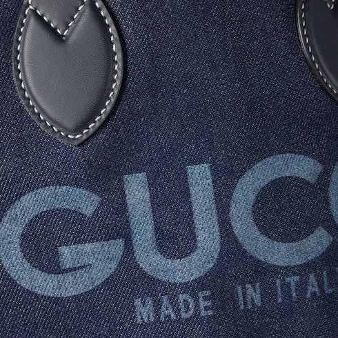Gucci Totissima Reversible Shopping Bag Small Size In Dark Blue