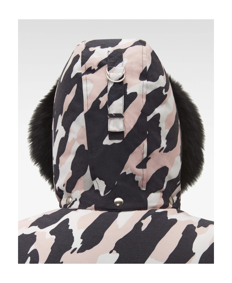 Moose Knuckles Camouflage Printed Down Jacket In Black