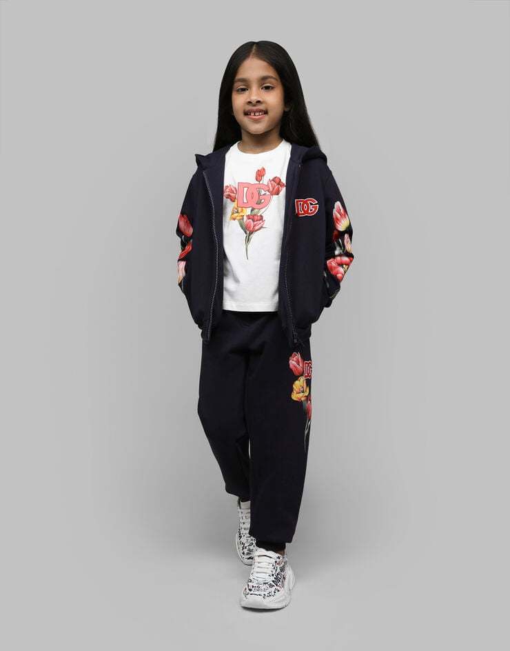 Dolce & Gabbana Cotton Floral Sweatpants In Black
