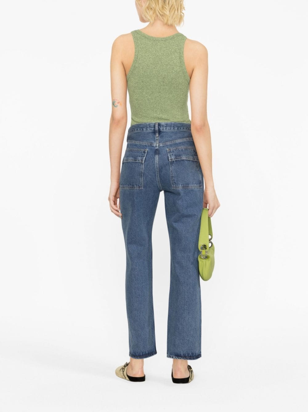 Agolde High-waisted Organic Cotton Cargo Trousers In Blue