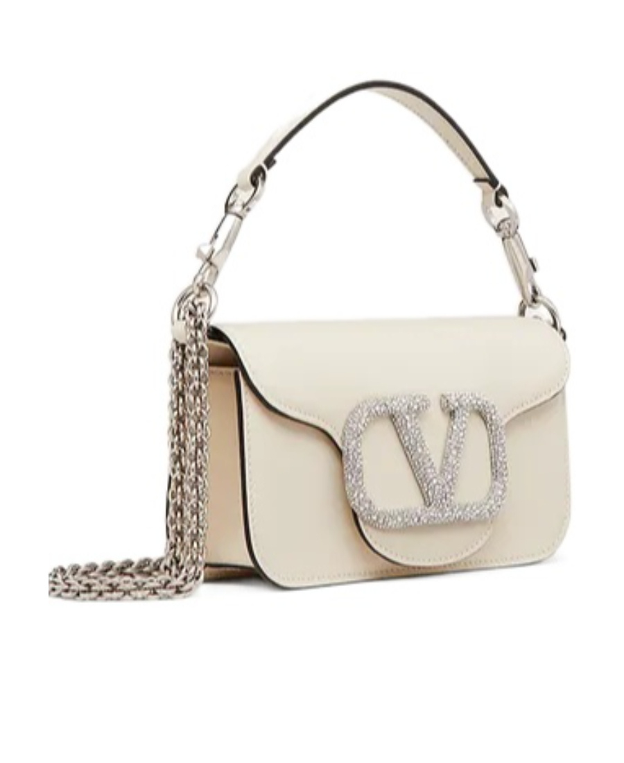 Valentino Super Mini Loc1 Shoulder Bag In White
