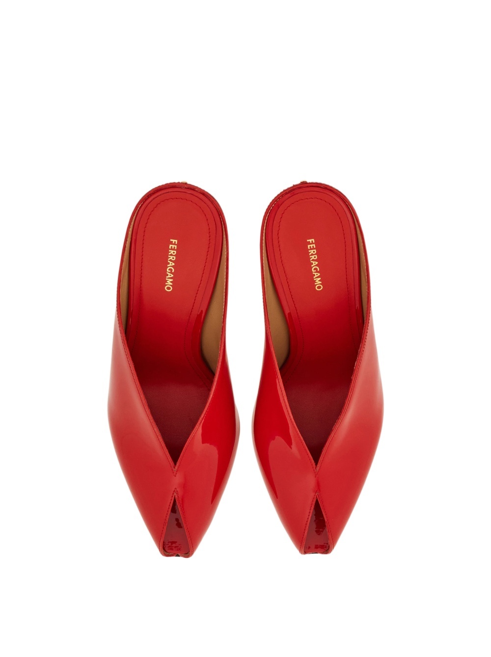 Ferragamo Peep Toe Mule In Red
