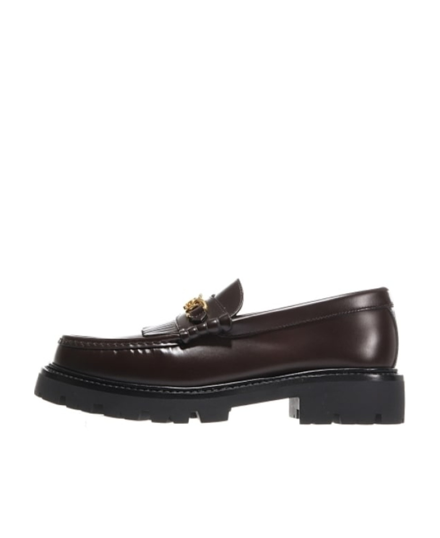 Celine Universite Triomphe Chain Leather Loafer In Black