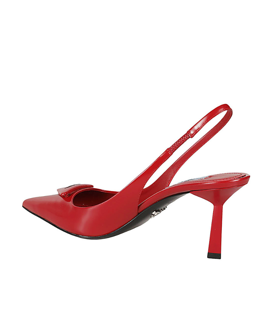 Prada Logo High Heels In Scarlet