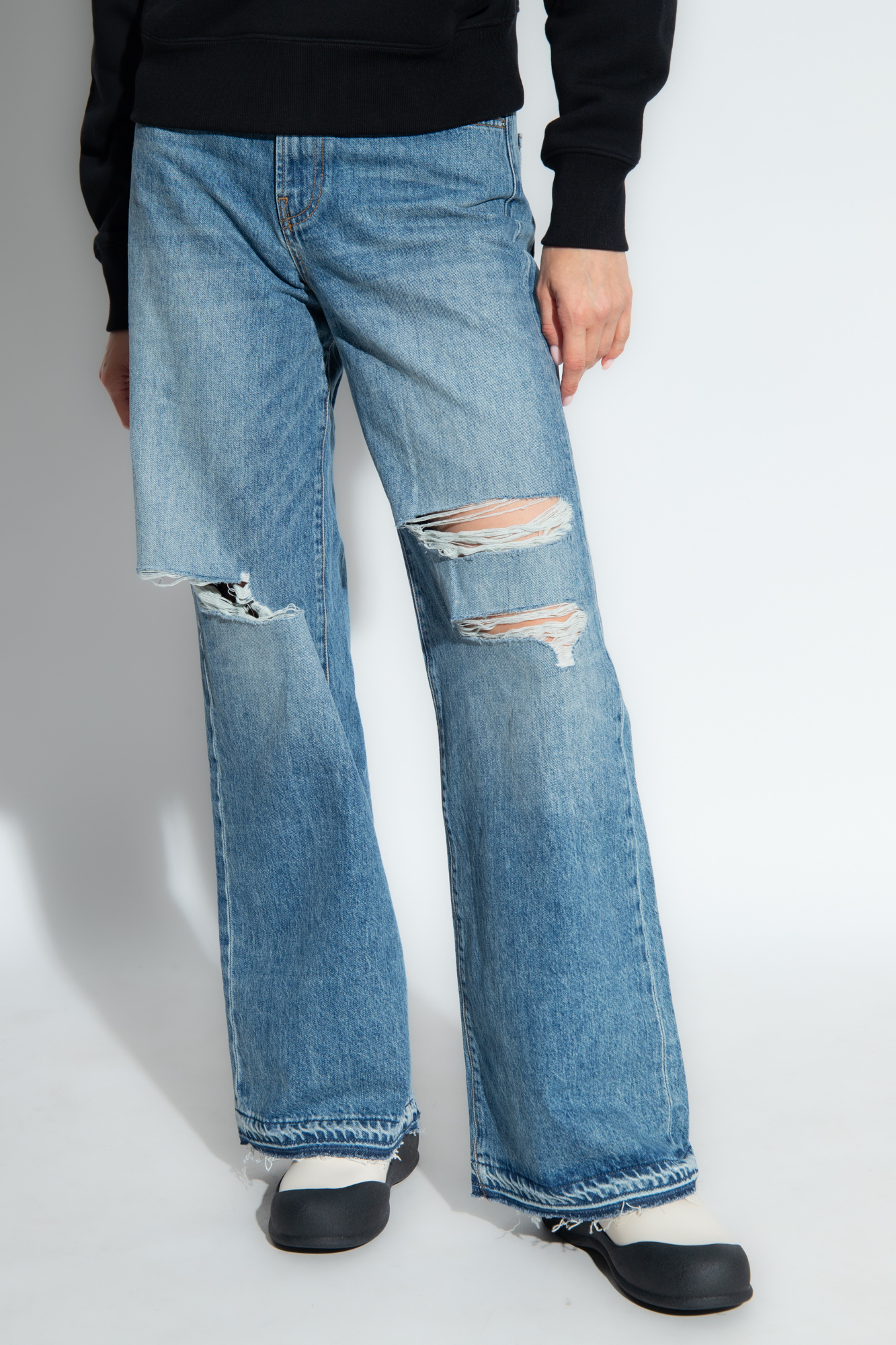 Amiri Wide-leg Cotton Jeans In Gray