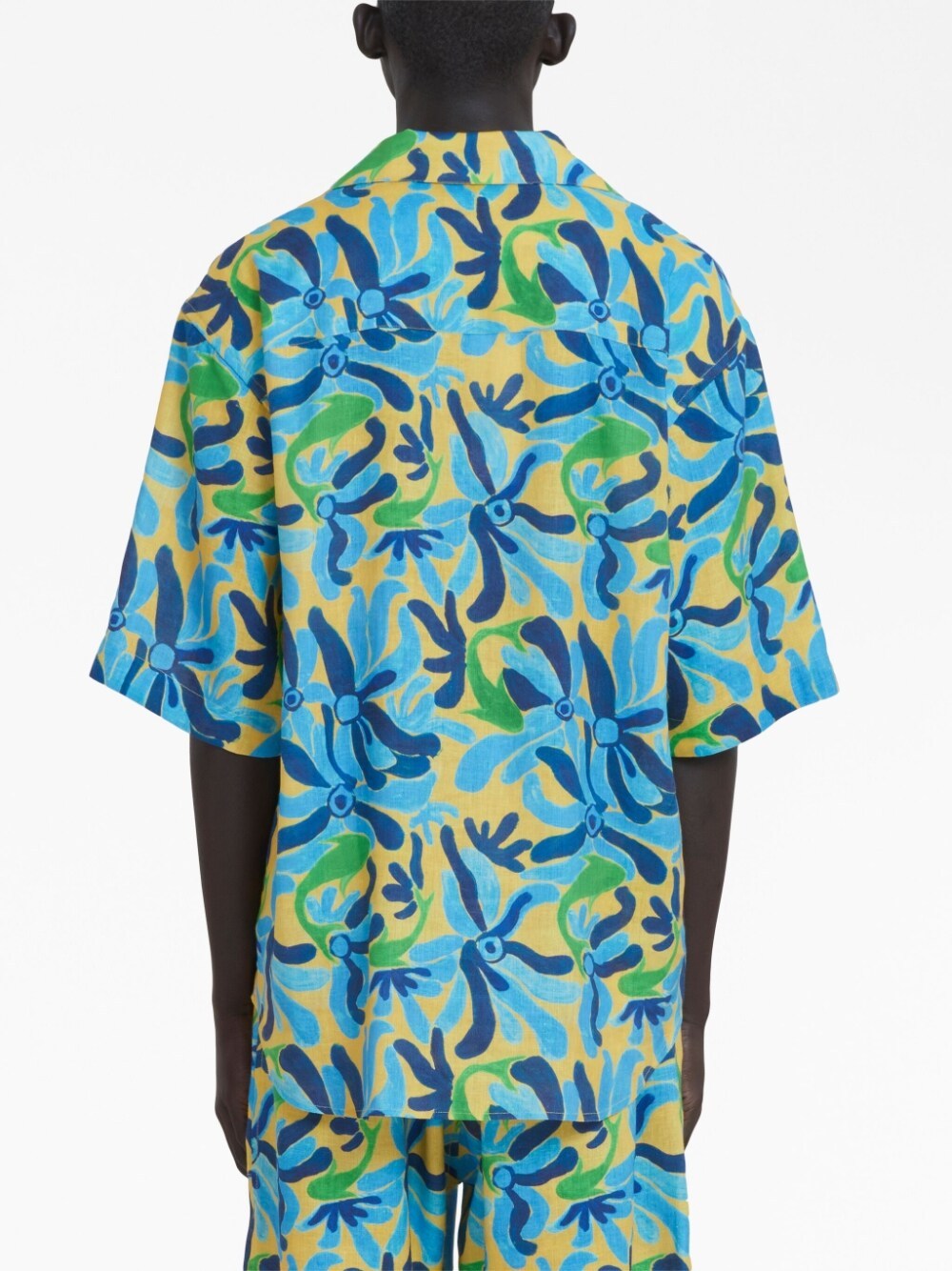 Marni X No Vacancy Inn Fish-print Linen-blend Shirt In Green