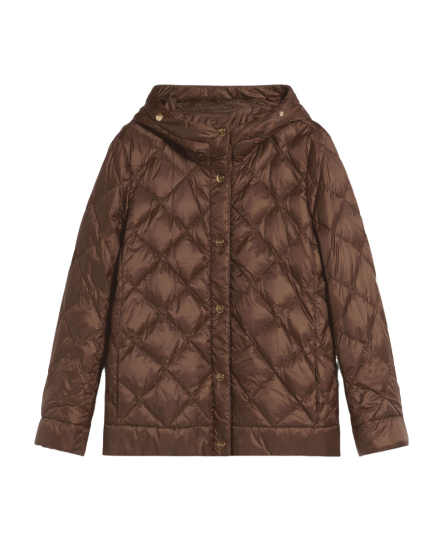 Max Mara Hooded Double-sided Down Jacket In Brown