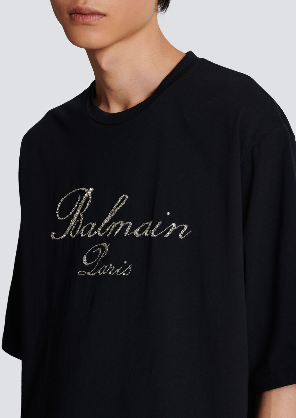 Balmain Signature Embroidered T-shirt In Black