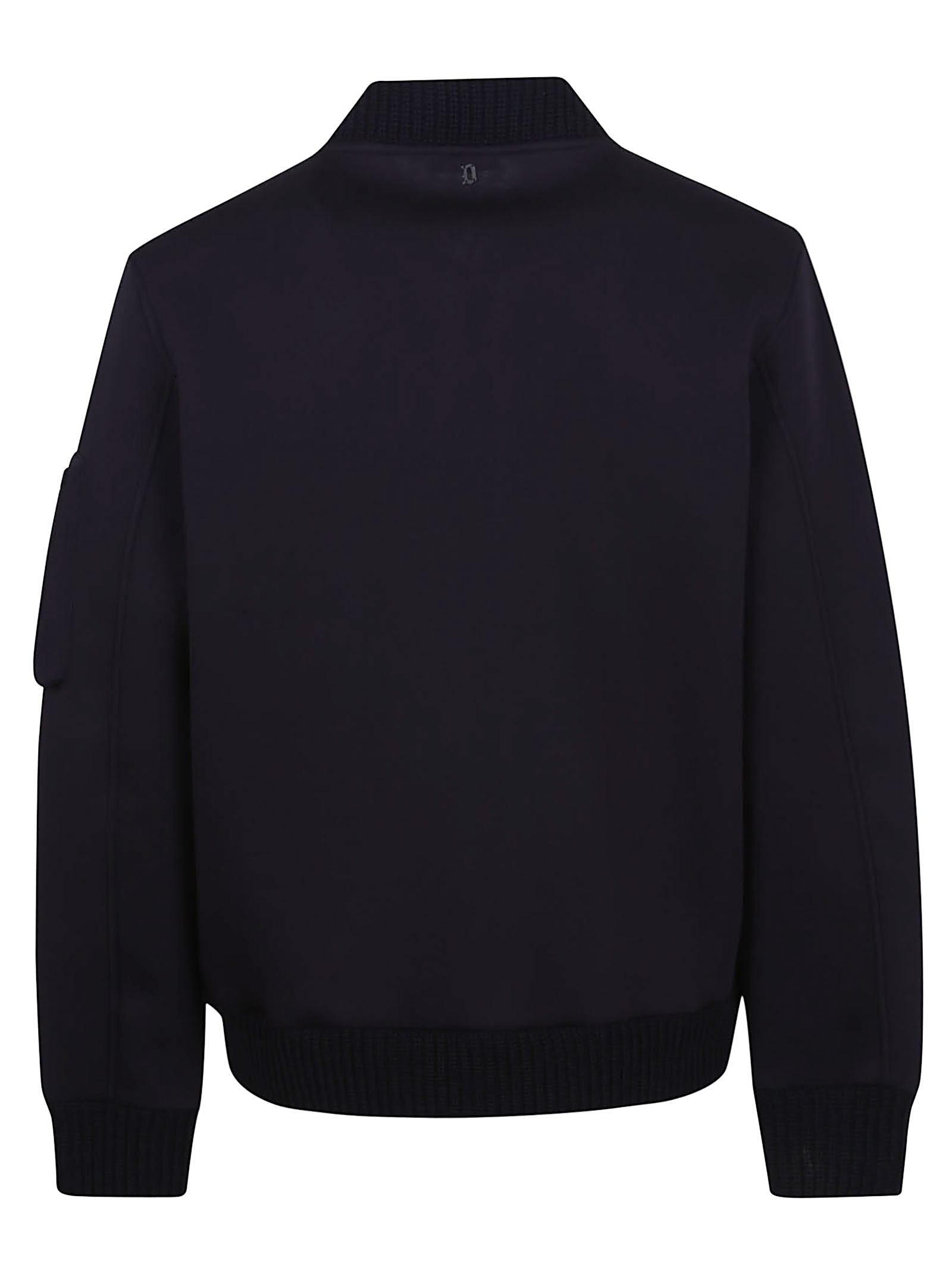 Dondup Neoprene Bomber Jacket With Ribbed Trim In Black