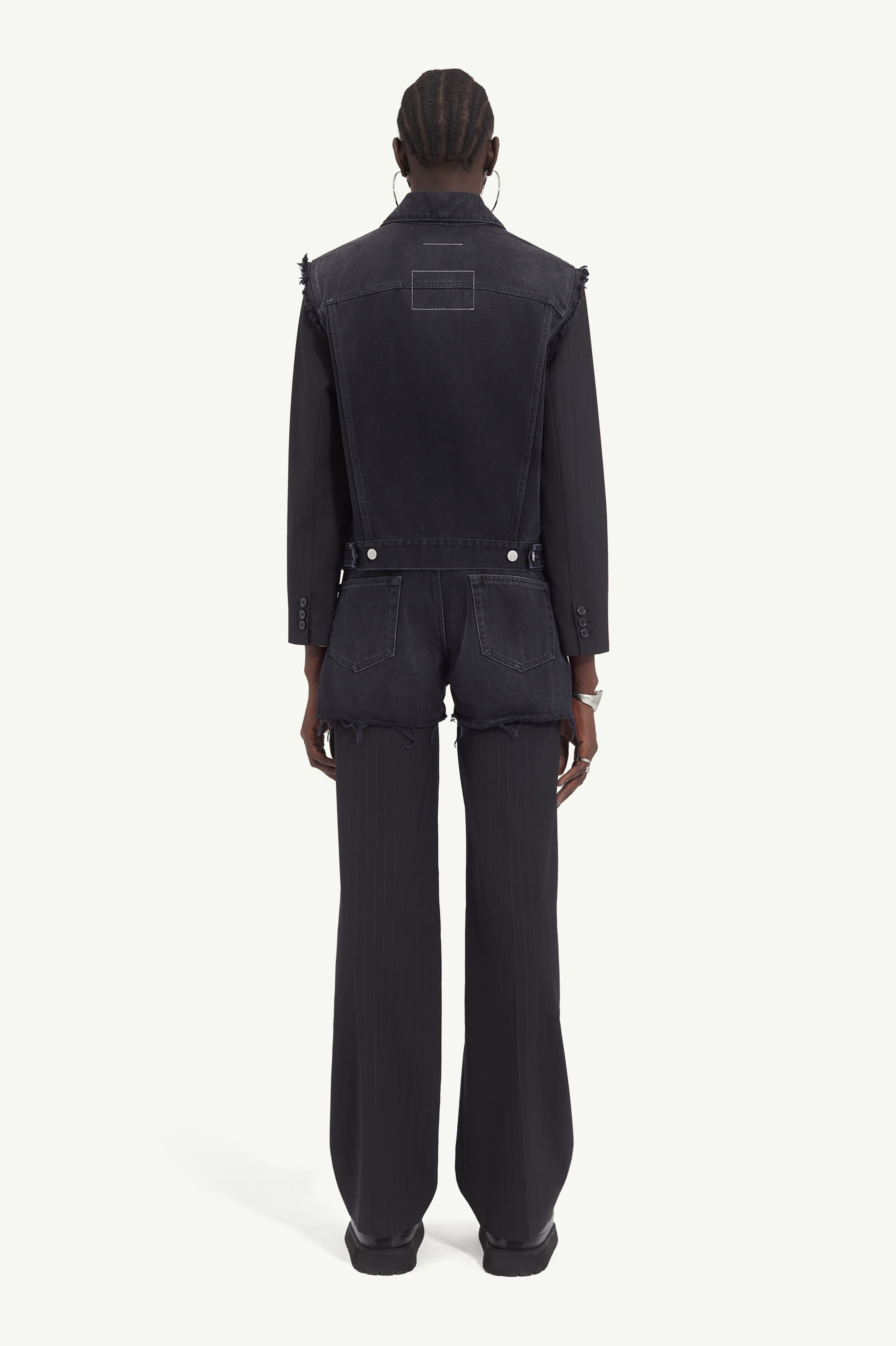 Shop Mm6 Maison Margiela Denim Jacket In Black