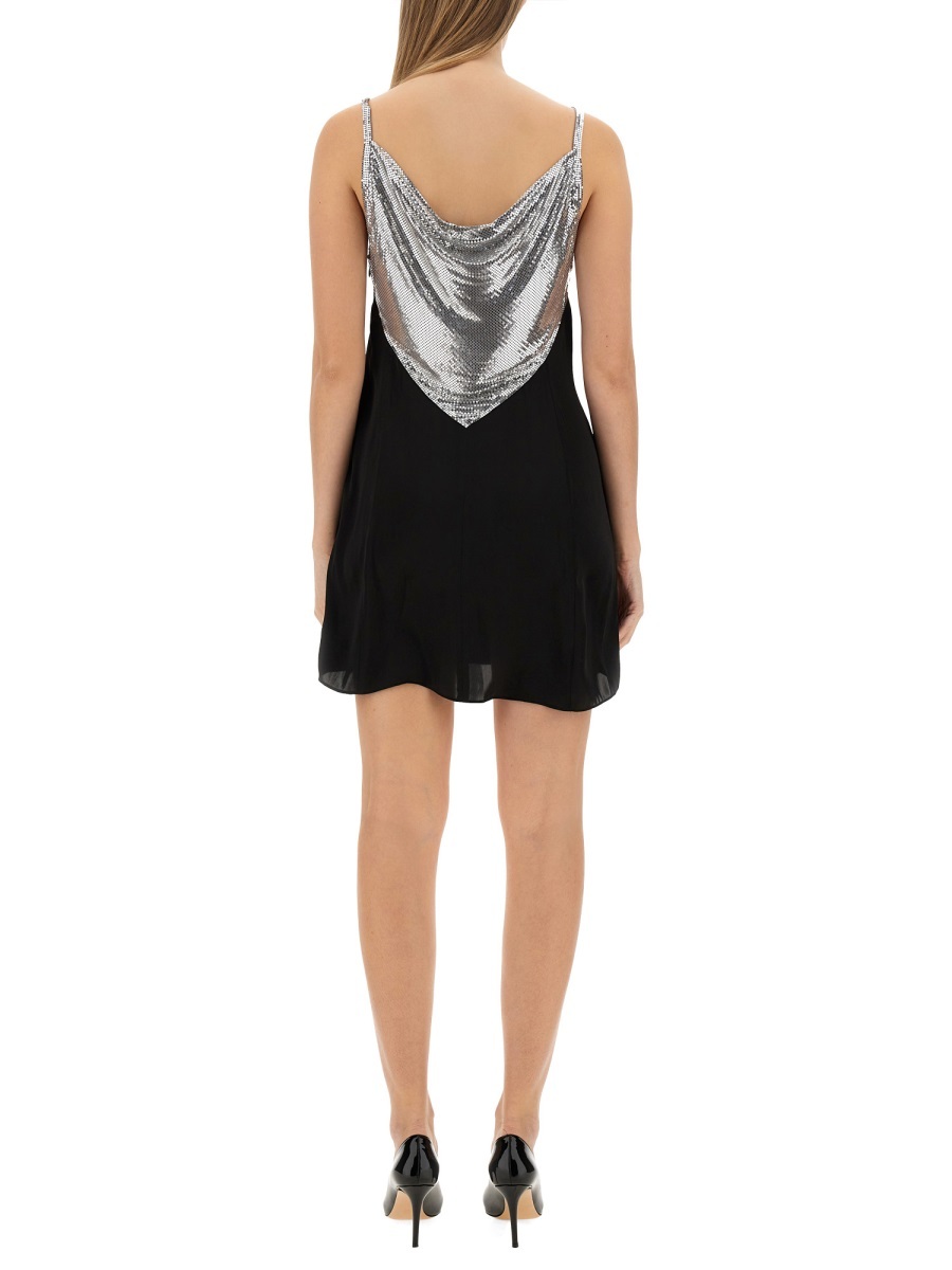 RABANNE PACO RABANNE CHAINMAIL PANELLED COWL-NECK MINI DRESS