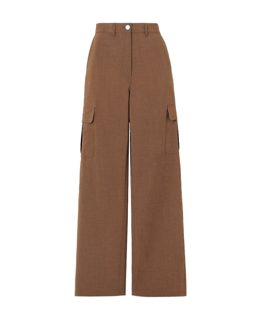 Theory High-waist Cargo Trousers In Brown