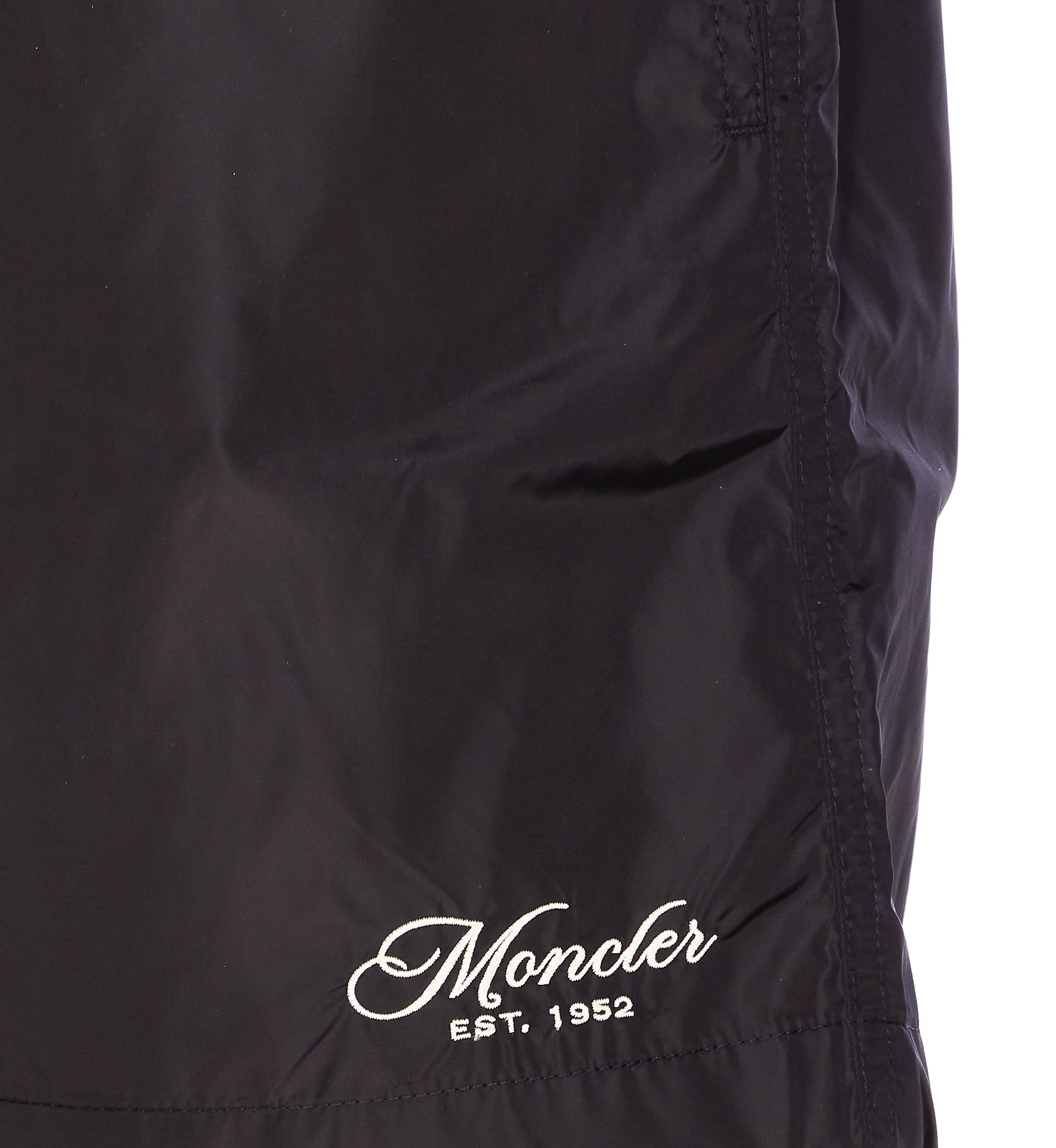 Moncler Embroidered Logo Swim Shorts In Black