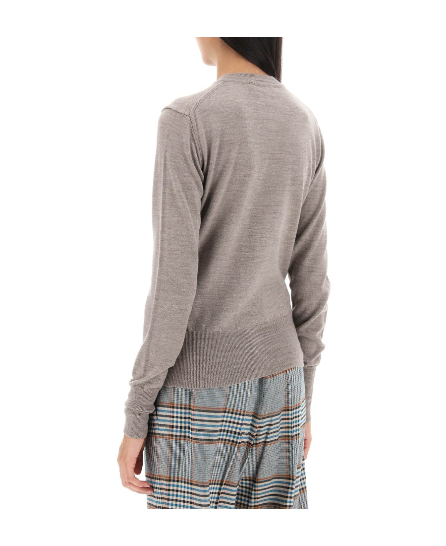 Shop Vivienne Westwood Orb-embroidered Virgin-wool Cardigan In Gray