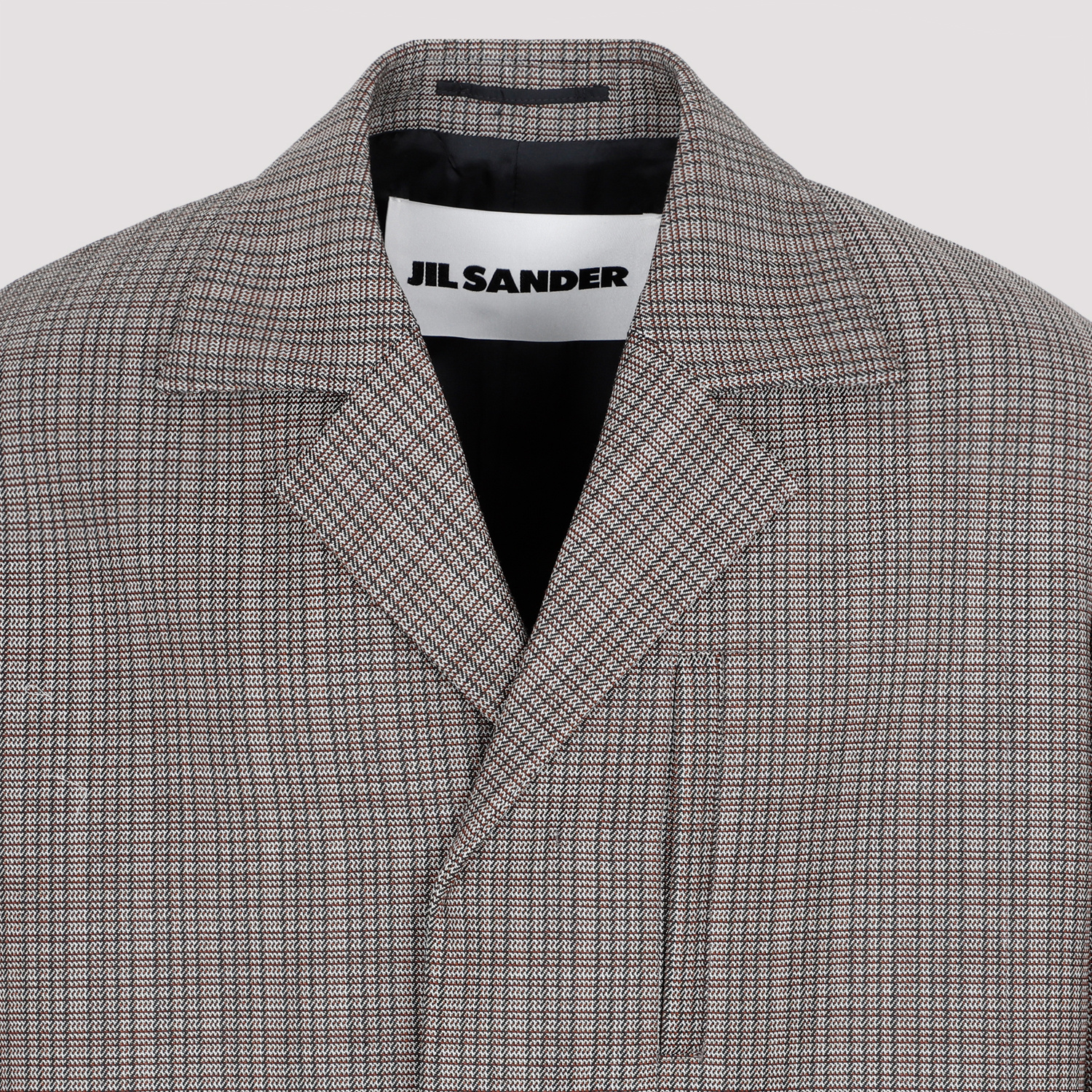 Jil Sander Checked Wool Coat In Gray
