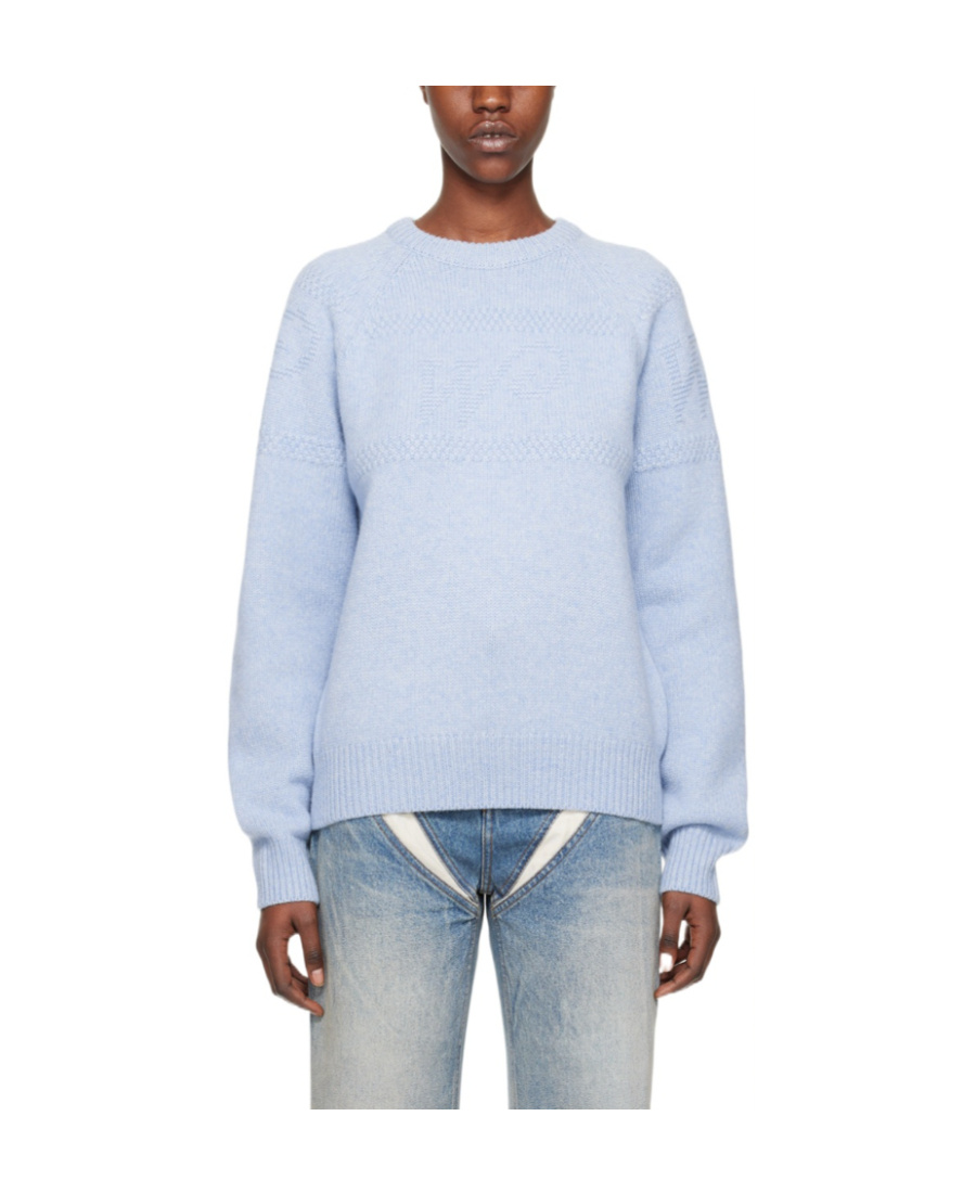 We11 Done Round Neck Long-sleeved Sweater In Blue