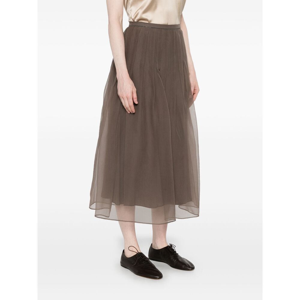 Brunello Cucinelli Tulle Skirt A-line Silhouette In Brown