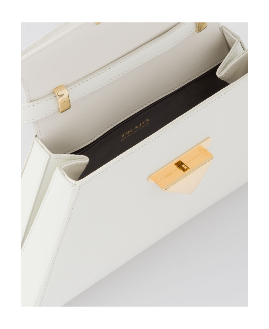Prada Triangle-logo Leather Shoulder Bag In White