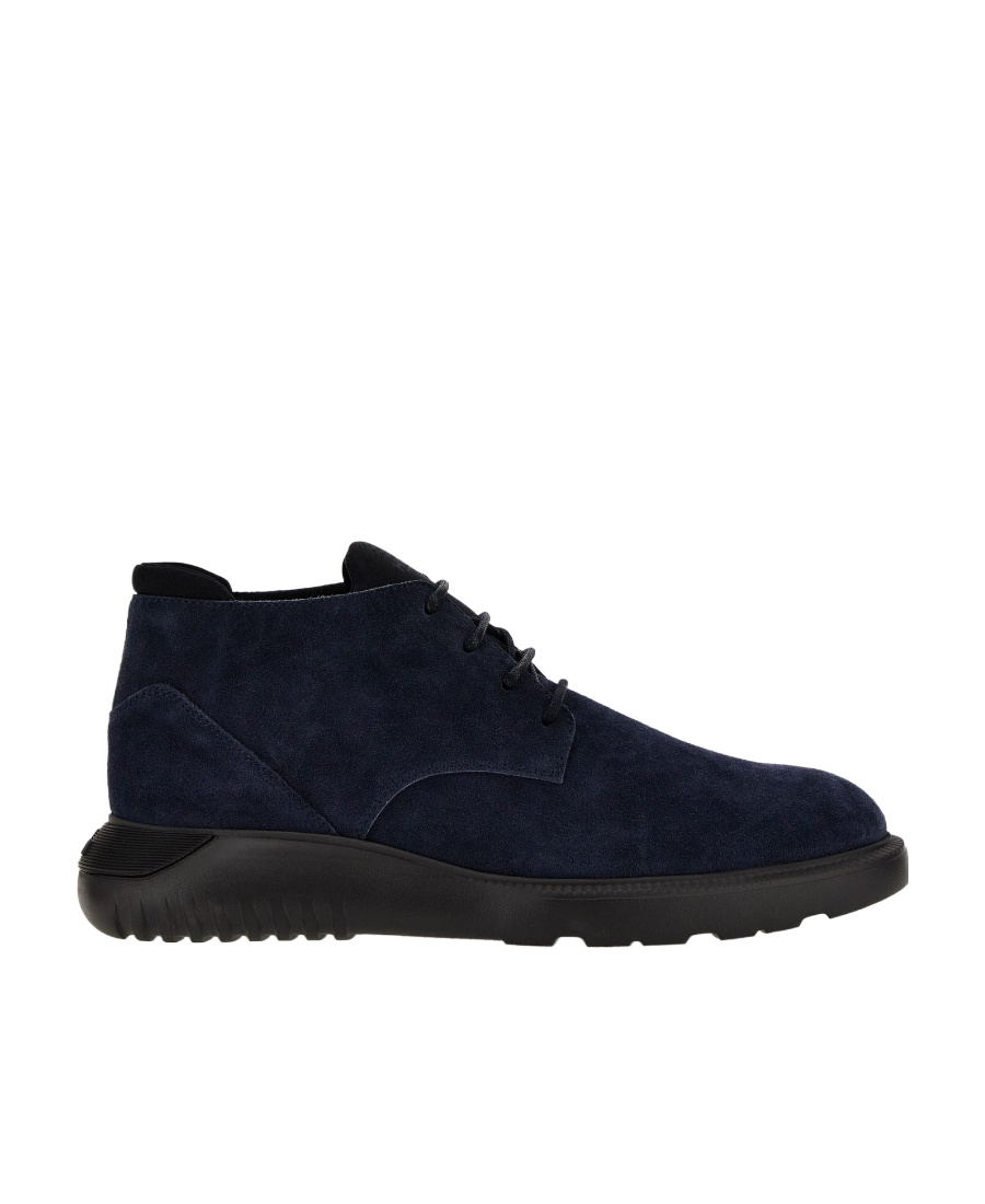 Hogan Suede Lace-up Boots In Black