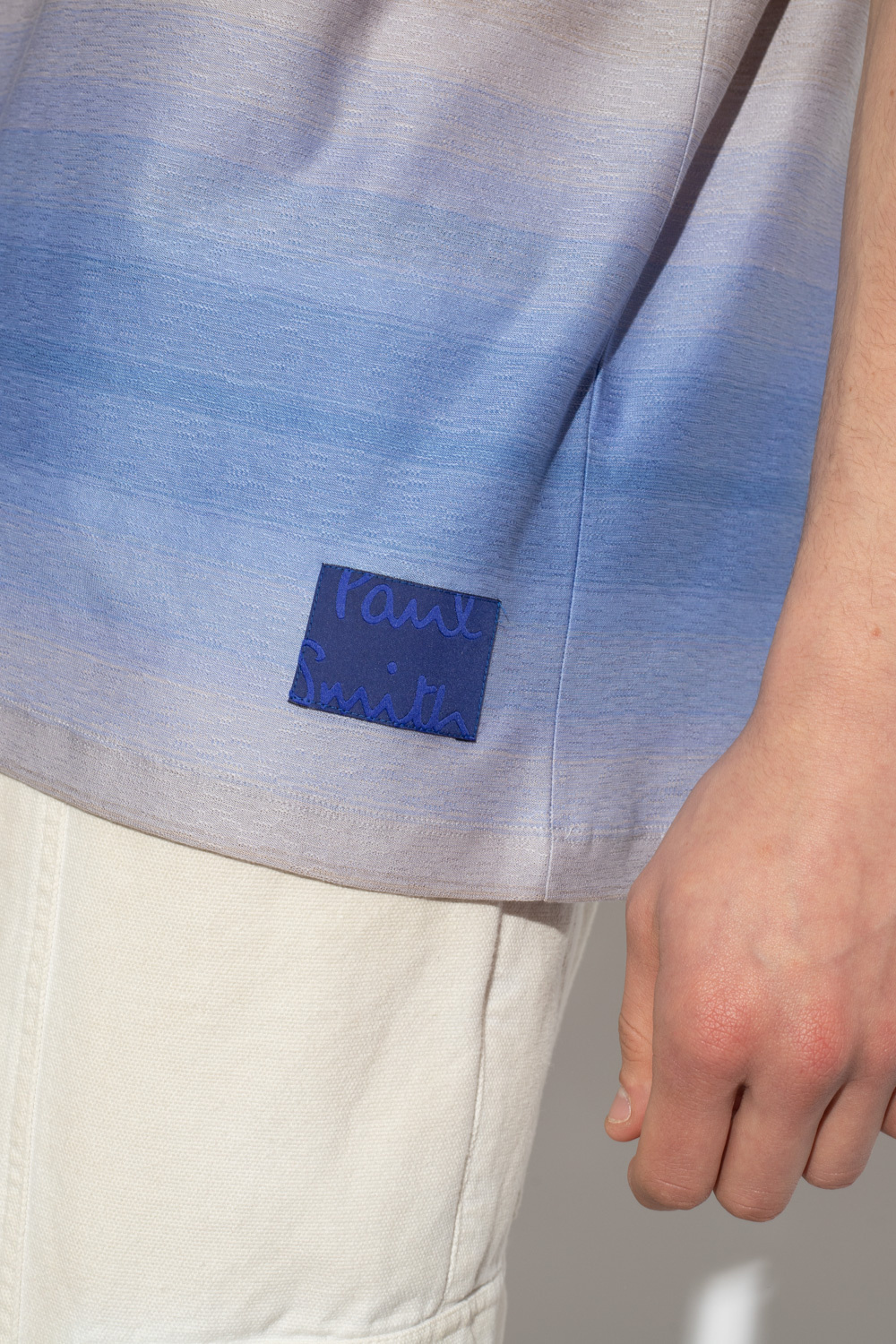 Paul Smith Stripe-pattern Cotton T-shirt In Blue