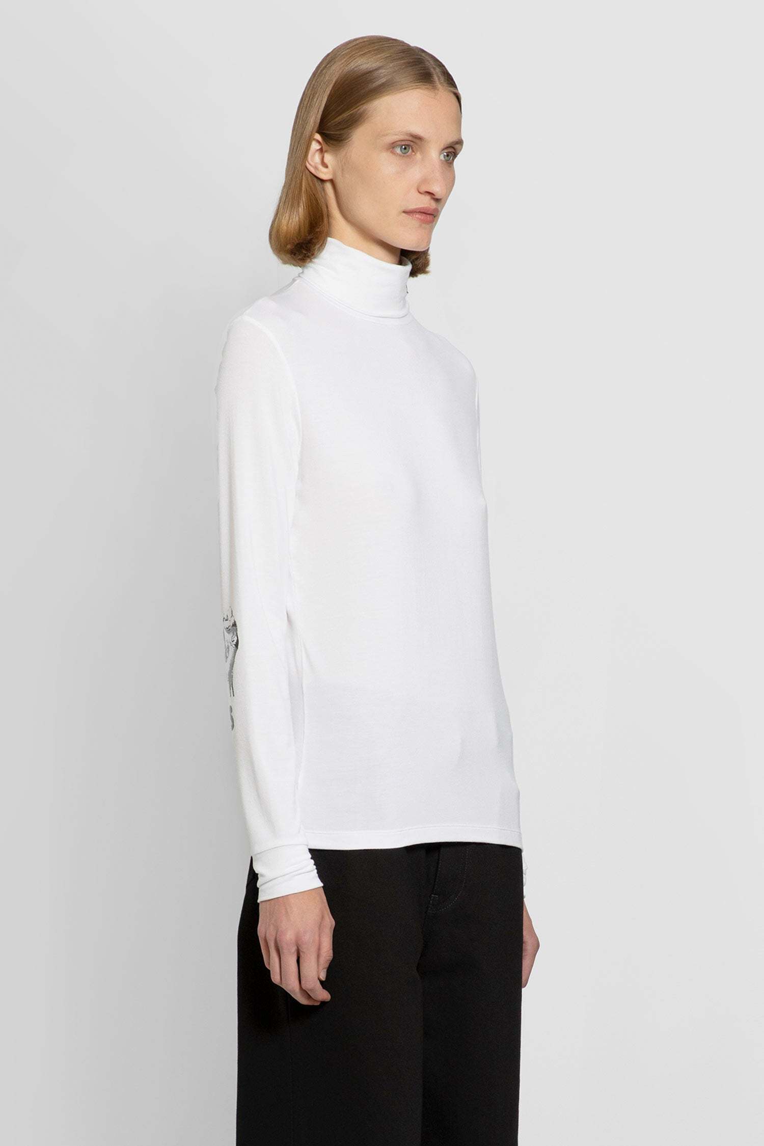 RAF SIMONS LOGO-EMBROIDERED ROLL-NECK TOP