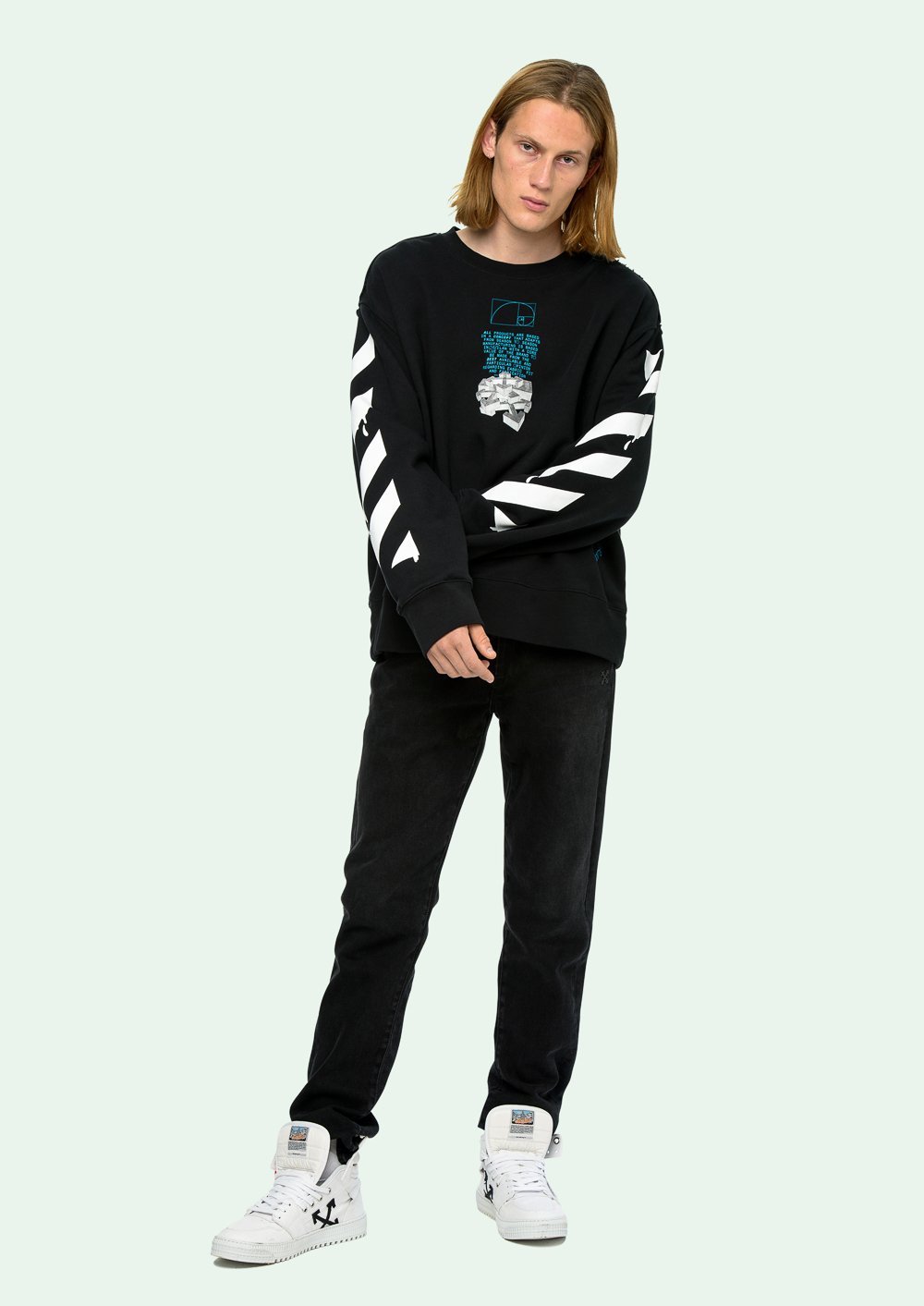 Off-white Dripping Arrows Crew Neck Sweatshirt In Black