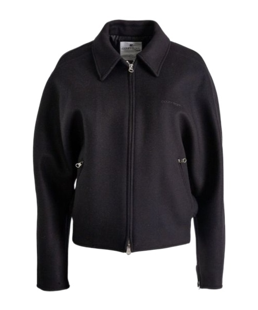 Courrèges Logo Detail Zip-up Jacket In Black