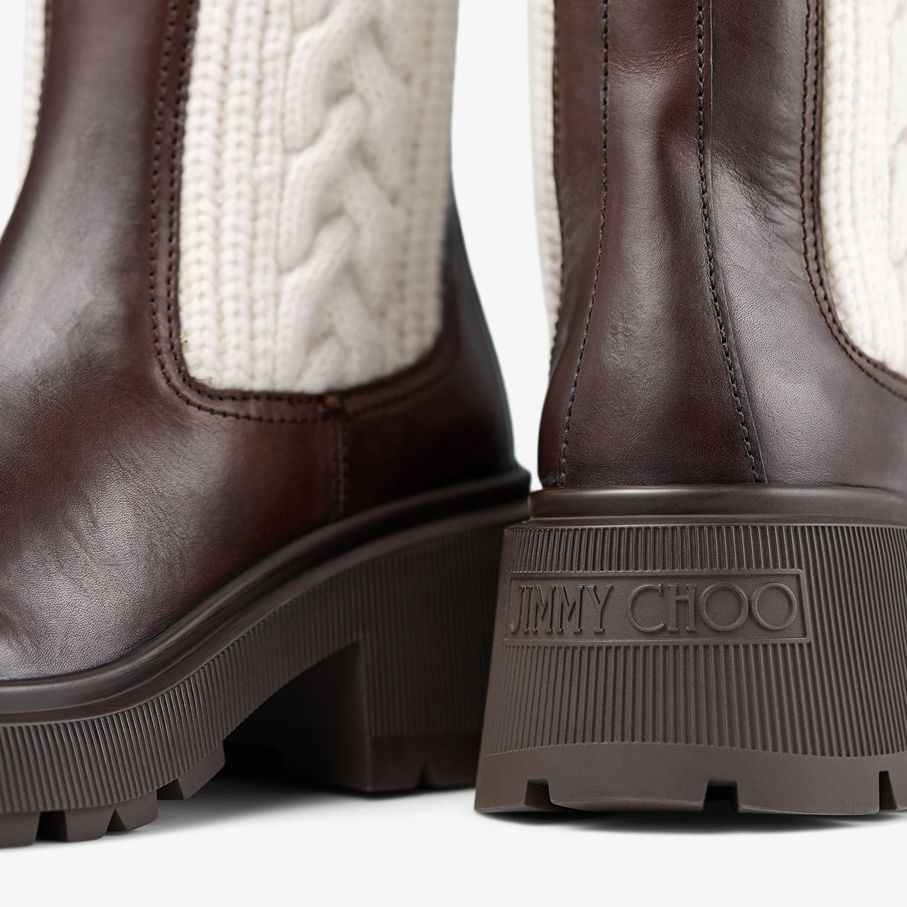 Jimmy Choo Tamia Cable-knit Leather Ankle Boots In Animal Print