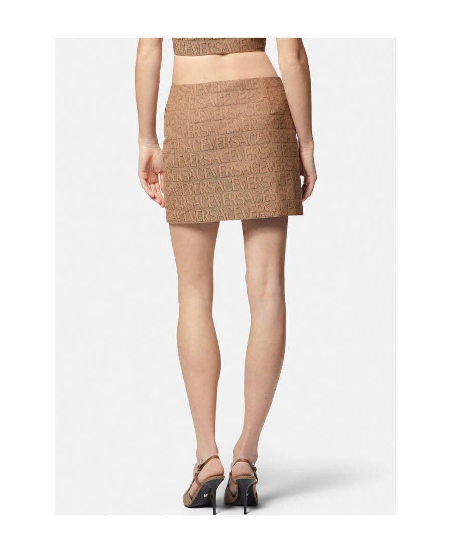 Versace Allover Miniskirt In Brown