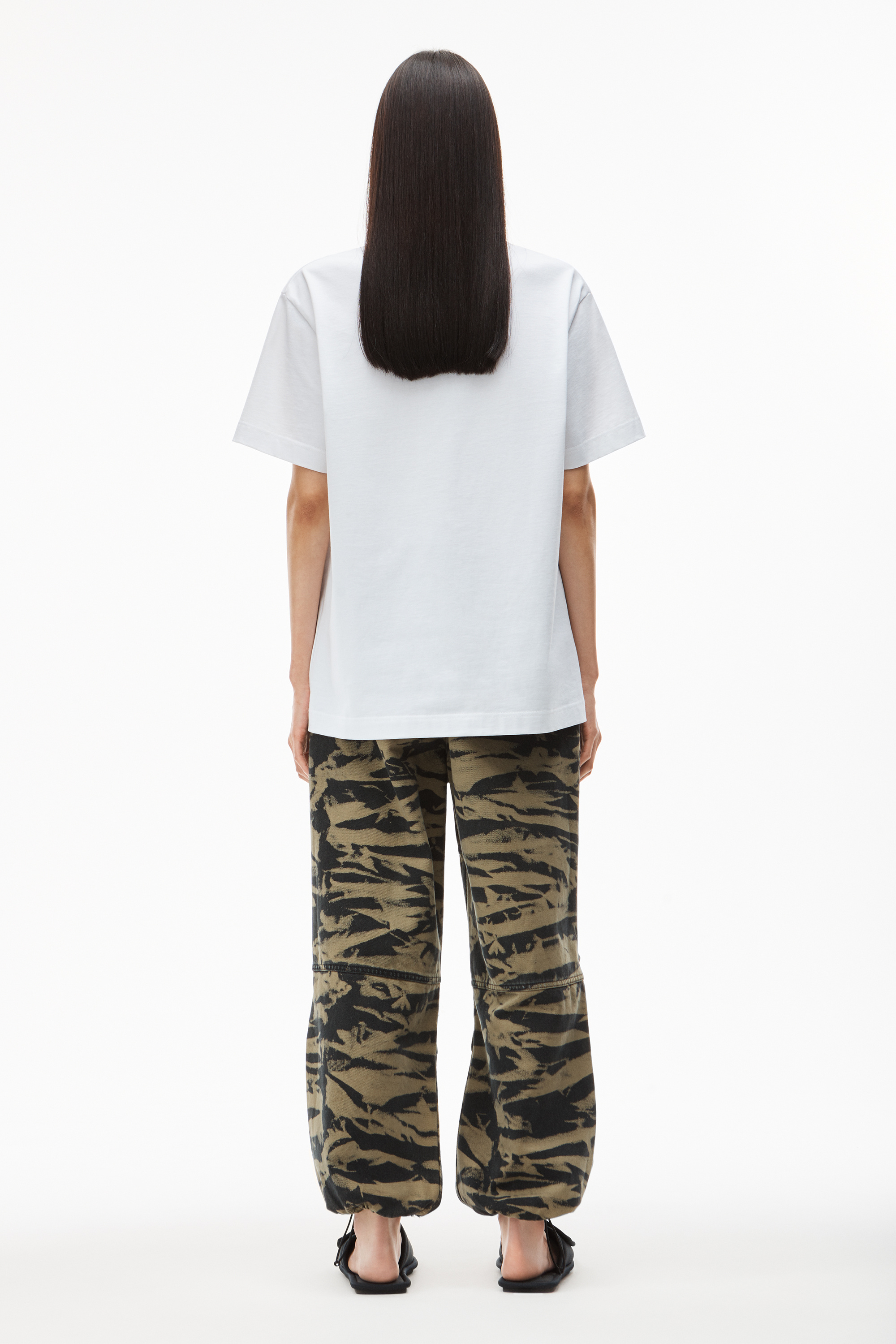 Alexander Wang Cotton T-shirt With Round Collar Pattern In White